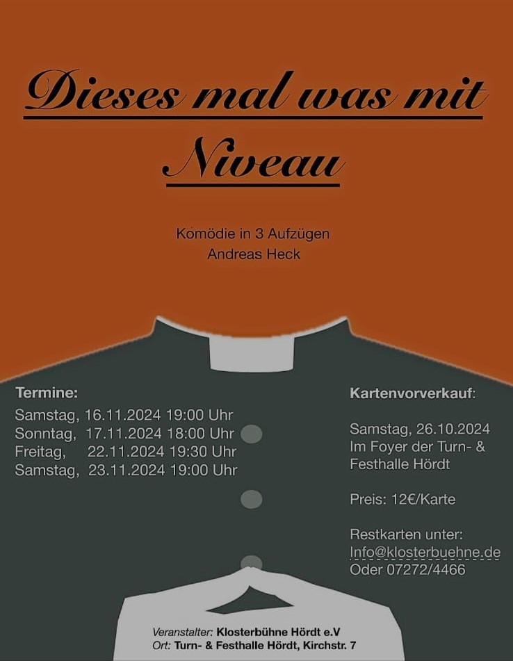 Plakat der Klosterbuehne Hoerdt zu "Dieses Mal was mit Niveau"